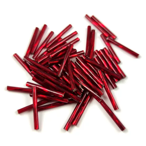 Preciosa szalmagyöngy - csavart mintás - Silver Lined Ruby - 20mm