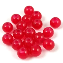 Pressed Round Glass Bead - 8mm - Raspberry