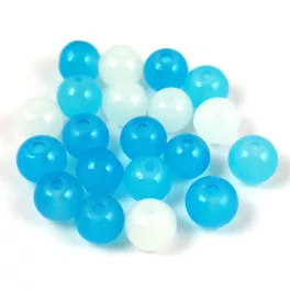 Pressed Round Glass Bead - 8mm - Blue Mix