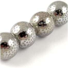 Préselt golyó alakú üveggyöngy - 10mm - Silver
