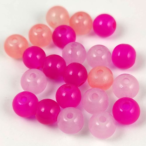 Pressed Round Glass Bead - 8mm - Pink Mix