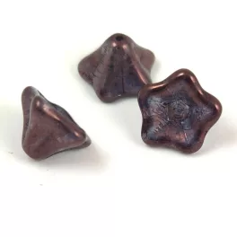   Czech pressed flower bead - bellflower - Crystal Purple Vega Luster - 8x13mm