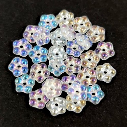 Czech pressed flower bead - Crystal Iris - 5mm