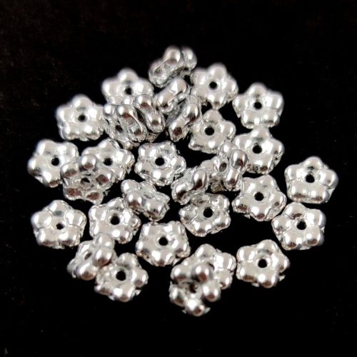 Czech pressed flower bead - Silver - 5mm
