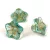 Czech pressed flower bead - bellflower - Crystal Gold Aqua - 8x13mm