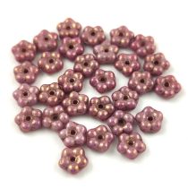   Cseh préselt virág gyöngy - Alabaster Purple Bronze Luster - 5mm