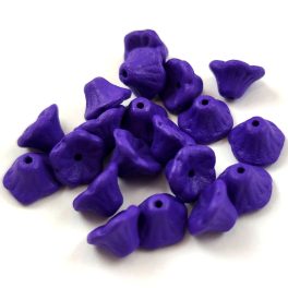   Czech pressed flower bead - bluebell - White Opal Purple Matt - 7x5mm