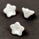Czech pressed flower bead - bellflower - Alabaster Milky Silver - 8x13mm