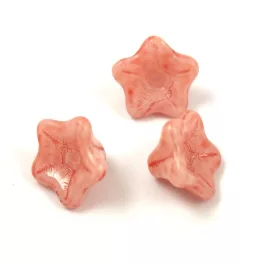   Czech pressed flower bead - bellflower - Alabaster Milky Peach - 8x13mm