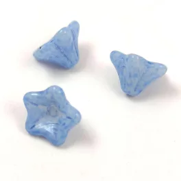   Czech pressed flower bead - bellflower - Alabaster Milky Light Sapphire - 8x13mm