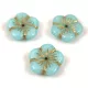 Cseh préselt virág gyöngy - Alabaster Light Aqua Gold - 14mm