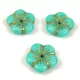 Cseh préselt virág gyöngy - Alabaster Turquoise Gold - 14mm