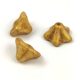 Czech pressed flower bead - bellflower - Alabaster Gold - 8x13mm