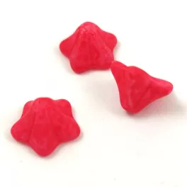   Czech pressed flower bead - bellflower - Alabaster Milky Matt Cherry - 8x13mm