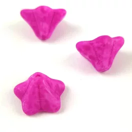   Czech pressed flower bead - bellflower - Alabaster Milky Matt Fuchsia - 8x13mm