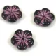 Czech pressed flower bead - Jet Violet - 14mm