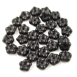 Czech pressed flower bead - Jet - 5mm