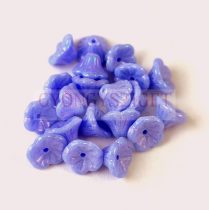   Cseh préselt virág gyöngy - harangvirág - Sapphire Blue Iris - 7x5mm