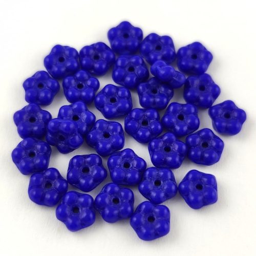 Czech pressed flower bead - Dark Sapphire - 5mm