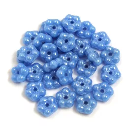 Czech pressed flower bead - Light Sapphire Luster - 5mm
