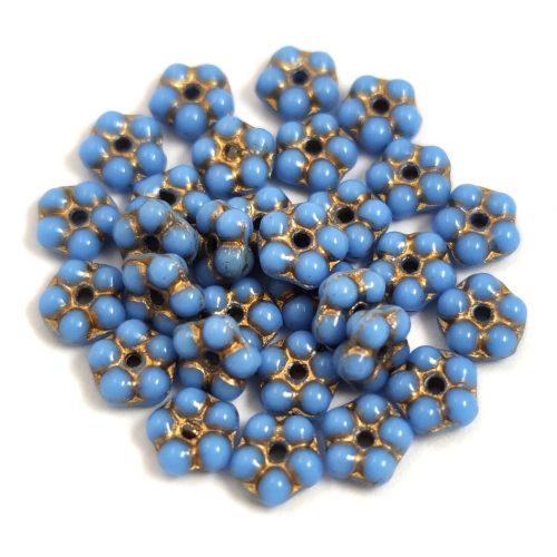 Czech pressed flower bead - Light Sapphire Luster - 5mm
