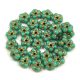 Czech pressed flower bead - Turquoise Green Gold - 5mm
