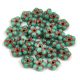 Czech pressed flower bead - Turquoise Green Copper - 5mm