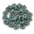 Czech pressed flower bead - Turquoise Green Violet - 5mm
