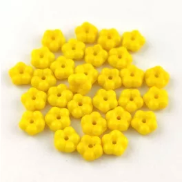 Czech pressed flower bead - Yellow - 5mm