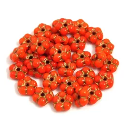 Czech pressed flower bead - Orange Gold - 5mm