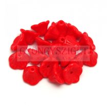   Cseh préselt virág gyöngy - harangvirág - Opaque Red - 7x5mm