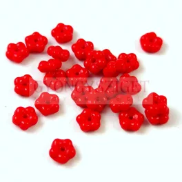 Czech pressed flower bead - Red - 5mm