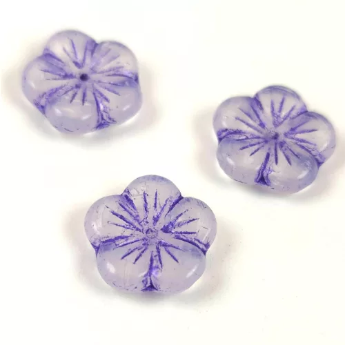 Cseh préselt virág gyöngy - Crystal Indigo Blend - 14mm