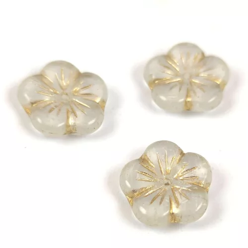Cseh préselt virág gyöngy - Crystal Gold Blend - 14mm