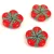 Czech pressed flower bead - Red Blend Green - 14mm