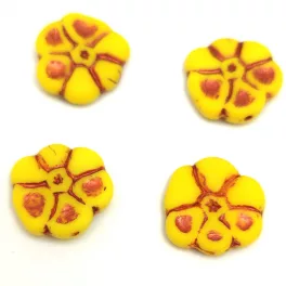 Czech Pressed Glass Bead - Primrose - Jonquil Copper - 15mm