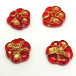 Czech Pressed Glass Bead - Primrose - Siam Gold - 15mm