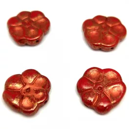   Czech Pressed Glass Bead - Primrose - Chilli Bronze Copper - 15mm
