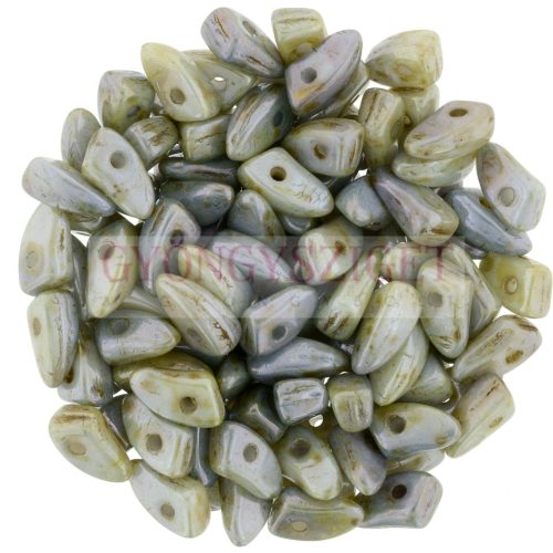 Czech Mates Prong - Alabaster Green szürke Marble - 3x6mm