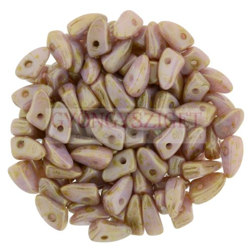 Czech Mates Prong - Alabaster Rose bronze Luster  - 3x6mm