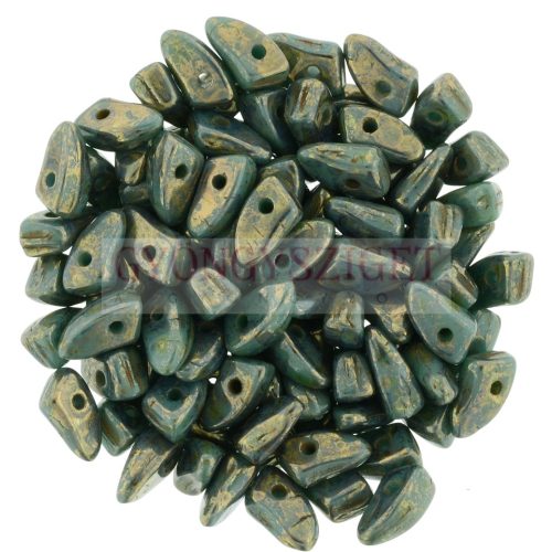 Czech Mates Prong -Persian Turquoise Picasso - 3x6mm