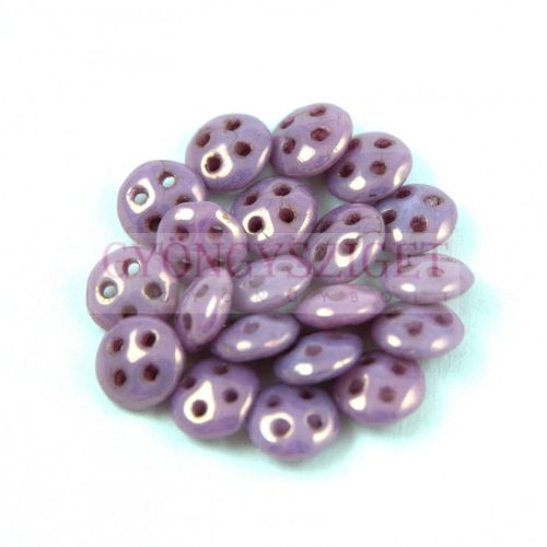 Cseh négylyukú lencse gyöngy - Quadra Lentil gyöngy - Alabaster Purple Luster -6mm