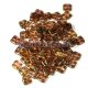 CzechMates 4 Hole QuadraTile Czech Glass Bead - gold lustered smoky topas - 6x6mm