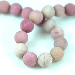 Rhodonit round bead - matt rose - 8mm - strand
