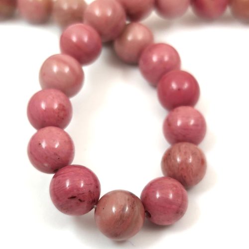 Rhodonit round bead - rose - 10mm - strand