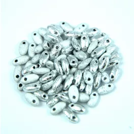 Rizo gyöngy - etched silver - 2.5x6mm