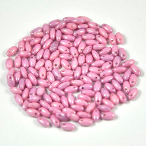 Rizo - Czech Glass Bead-fehér rózsaszín lüszter-2,5x6mm