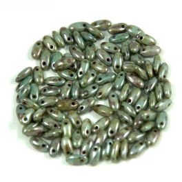 Rizo gyöngy-zöld-barna márvány-2,5x6mm