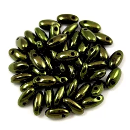 Rizo gyöngy - Jet Metallic Green - 2.5x6mm