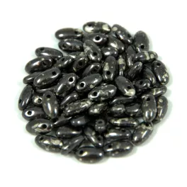 Rizo gyöngy - jet antique chrome - 2.5x6mm
